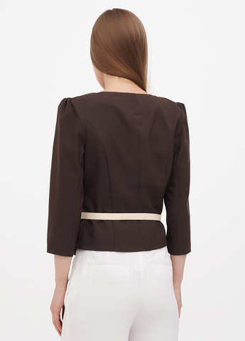 Коричневый женский жакет Laura Bettini однотонный - демисезонный