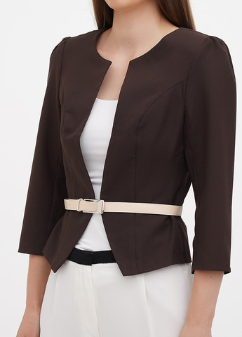 Коричневый женский жакет Laura Bettini однотонный - демисезонный