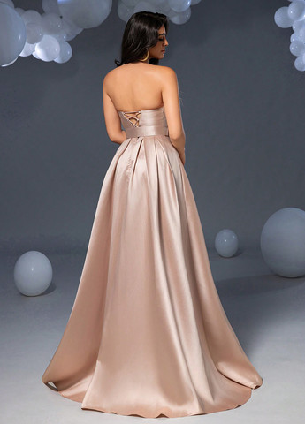 Кремова вечірня сукня з відкритими плечима SHEIN однотонна