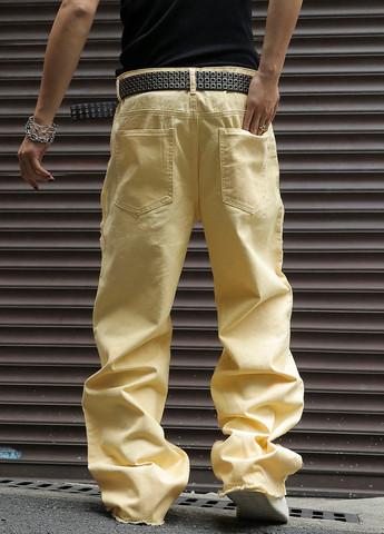 Желтые демисезонные мешковатые джинсы SHEIN