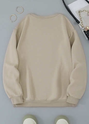 Бежевый свитшот SHEIN рисунок без декора (332709268)