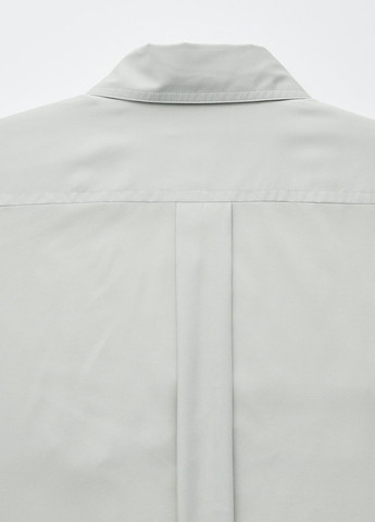 Оливковая кэжуал рубашка однотонная Uniqlo