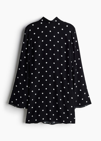 Черное кэжуал платье с открытой спиной H&M в горошек