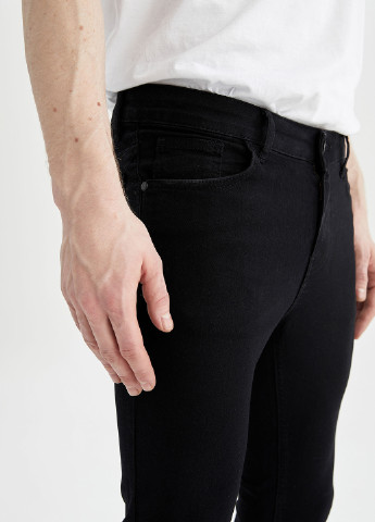 Джинси DeFacto скінні, вкорочені однотонні чорні джинсові бавовна