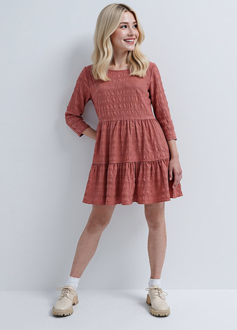 Розово-коричневое кэжуал платье клеш House однотонное