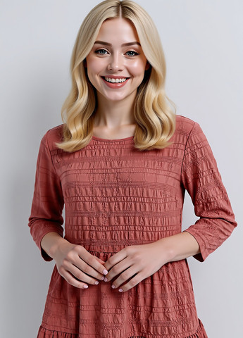 Розово-коричневое кэжуал платье клеш House однотонное