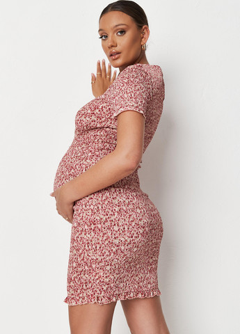 Розовое кэжуал платье для беременных Missguided с цветочным принтом