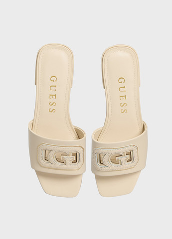 Бежевые шлепанцы Guess с логотипом