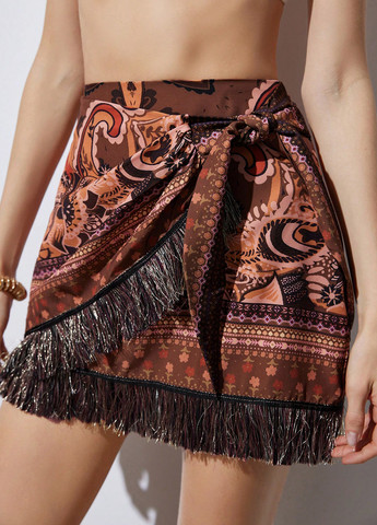 Разноцветная кэжуал "турецкие огурцы" юбка SHEIN на запах