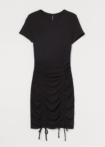 Черное кэжуал платье платье-футболка H&M однотонное