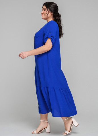 Синее кэжуал платье а-силуэт A'll Posa однотонное