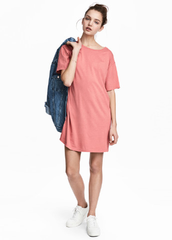 Рожева кежуал сукня сукня-футболка H&M однотонна