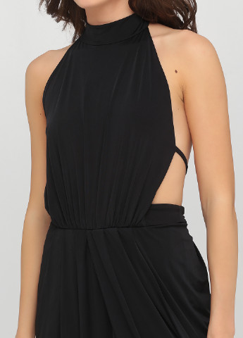 Черное вечернее платье с открытой спиной Glamour babe однотонное