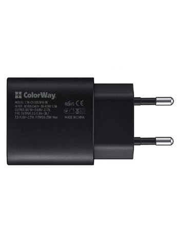 Зарядное устройство (CW-CHS033PD-BK) Colorway Power Delivery Port PPS USB Type-C (25W) black (253506918)