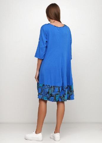 Синя кежуал плаття, сукня оверсайз Made in Italy з абстрактним візерунком