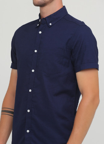 Темно-синяя кэжуал рубашка однотонная Primark