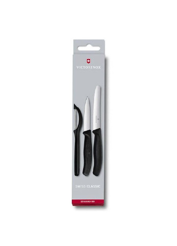 Набір ножів SwissClassic із 3 предметів Чорний з овочечисткою (6.7113.31) Victorinox комбінований,