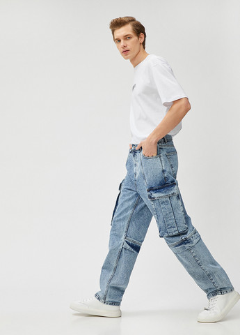 Синие демисезонные карго, прямые джинсы KOTON