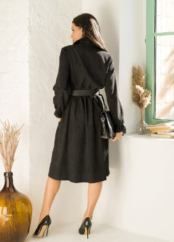 Чорна повсякденний сукня жіноча сорочка ISSA PLUS однотонна
