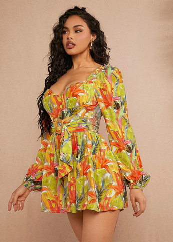 Комбінезон SHEIN комбінезон-шорти квітковий комбінований кежуал віскоза