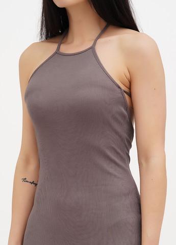 Кофейное кэжуал платье с открытой спиной, силуэтная Vicolo однотонное