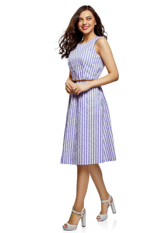 Фиолетовое кэжуал платье Oodji в полоску