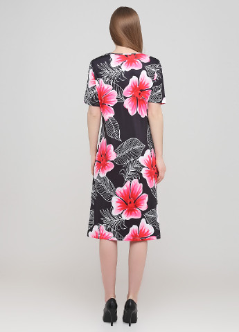 Черное кэжуал платье Fashion news с цветочным принтом