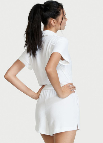 Комбинезон Victoria's Secret комбинезон-шорты логотип белый домашний полиэстер, махра