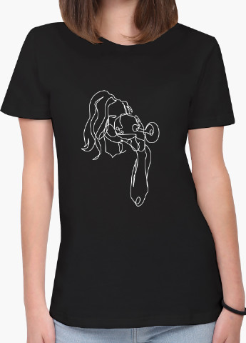 Чорна демісезон футболка жіноча контурний мінімалізм (contour minimalism) (8976-1357) xxl MobiPrint