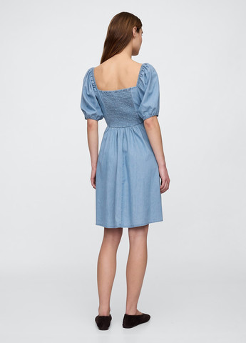 Голубое кэжуал платье в стиле ампир Gap однотонное