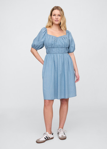 Голубое кэжуал платье в стиле ампир Gap однотонное