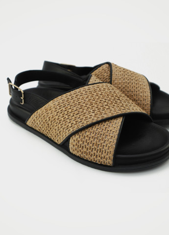 Черные босоножки URBAN TRACE с ремешком на плетеной подошве