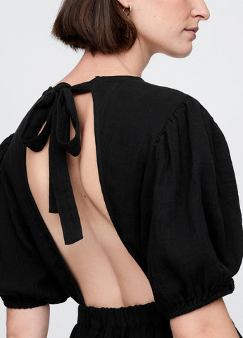 Черное кэжуал платье с открытой спиной Gap однотонное