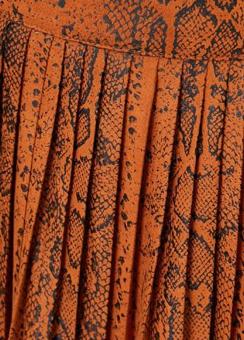 Оранжевая кэжуал юбка KOTON плиссе, клешированная