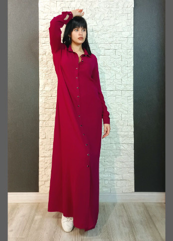 Фуксиновое (цвета Фуксия) кэжуал платье-рубашка рубашка Stefano однотонное