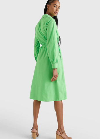 Зеленое кэжуал платье рубашка Tommy Hilfiger однотонное