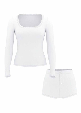 Белая всесезон пижама (лонгслив, шорты) лонгслив + шорты Victoria's Secret