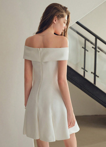 Білий кежуал сукня з відкритими плечима SHEIN однотонна