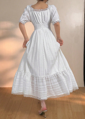 Білий святковий, вечірня, кежуал сукня кльош SHEIN однотонна