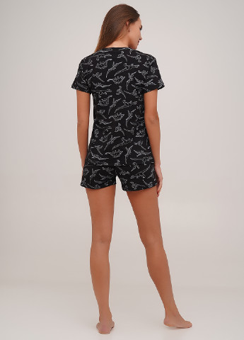 Черная всесезон пижама (футболка, шорты) футболка + шорты Lucci
