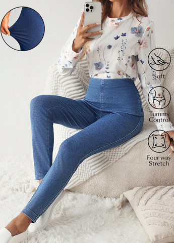 Синие демисезонные джеггинсы SHEIN