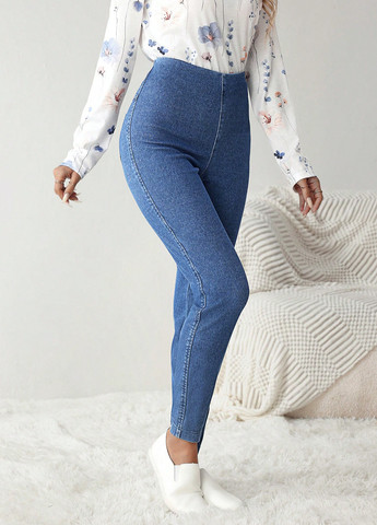 Синие демисезонные джеггинсы SHEIN