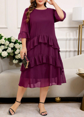 Бордова вечірня сукня а-силует SHEIN однотонна