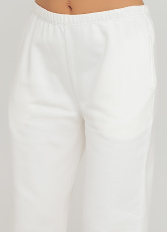 Костюм (свитшот, брюки) NLY TREND однотонный белый спортивный хлопок, трикотаж