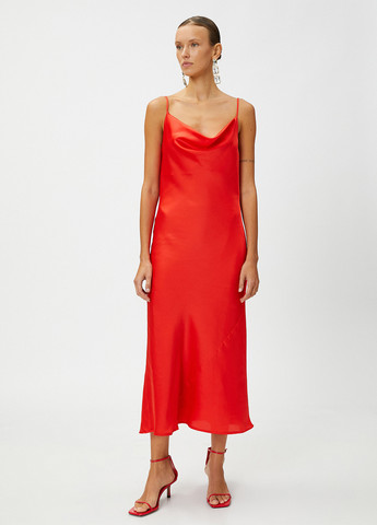 Червона вечірня сукня сукня-комбінація KOTON однотонна