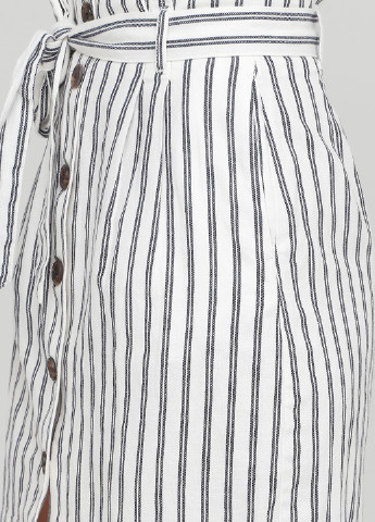 Белая кэжуал в полоску юбка H&M а-силуэта (трапеция)