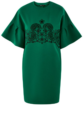 Зеленое кэжуал платье Oodji с орнаментом
