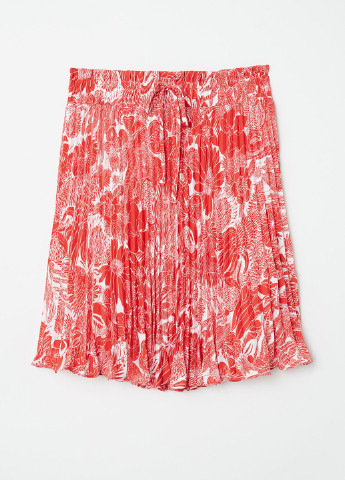 Алая кэжуал цветочной расцветки юбка H&M плиссе