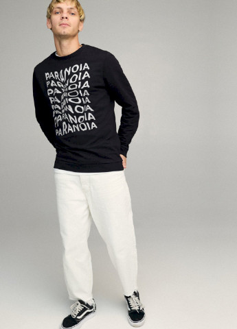 Черный світшот чоловічий basic /no flis/ YAPPI рисунок (254557773)