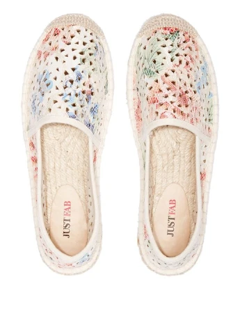 Белые эспадрильи JustFab абстрактный без декора (22189411)